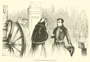 Napoleon odbierający Piusa VII (grawerowanie) autorstwa French School