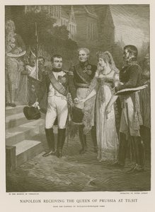Napoleon przyjmujący królową pruską w Tilsit autorstwa French School