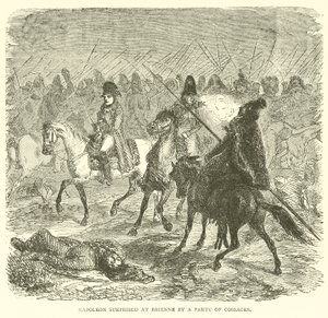 Napoleon zaskoczony w Brienne przez oddział Kozaków (rycina) autorstwa French School