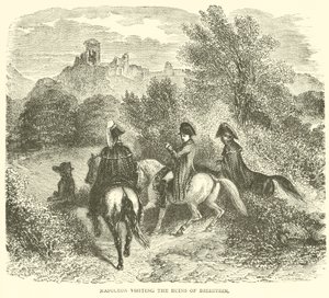 Napoleon zwiedzający ruiny Dierstein (rycina) autorstwa French School