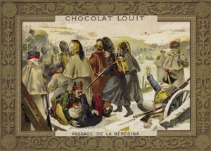 Napoleons Grande Armee przekraczający rzekę Berezynę w odwrocie z Rosji, 1812 autorstwa French School