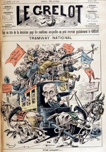 Tramwaj narodowy: Francja odrzucona między wyobrażeniami lewicy i prawicy, karykatura o rządzie Meline – w „Le Grelot” z 12.06.1898 autorstwa French School