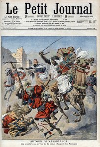 W pobliżu Casablanki goumiers szarżujący na Marokańczyków, ilustracja z „Le Petit Journal”, dodatek sławny autorstwa French School