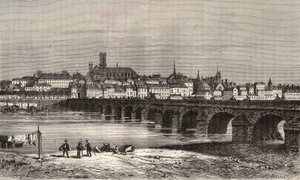 Nevers - Nievre en region Burgundy - rycina w „La France illustree: geografia, historia, administracja statystyczna” autorstwa V.-A. Słodowo-Brązowy. 1884 autorstwa French School