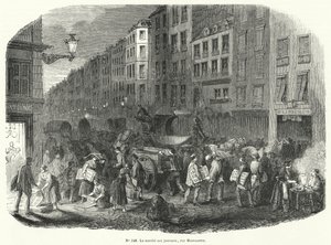 Targ prasowy, Rue Montmartre, Paryż (grafika) autorstwa French School