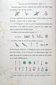 Uwagi dotyczące kolorowania niektórych hieroglifów z Grammaire Egyptienne Jeana Francois Champollion (1790-1832) 1836 autorstwa French School