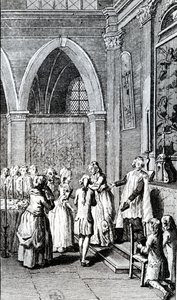 Posłuszeństwo, ilustracja z „Życia mojego ojca” Restifa de la Bretonne autorstwa French School