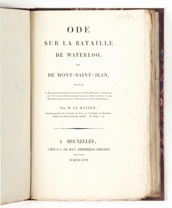 „Oda na bitwę pod Waterloo”, Adrien-Jacques-Joseph Le Mayeur autorstwa French School