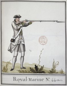 Oficer Marine Royale z bagnetowym muszkietem, 1768 autorstwa French School