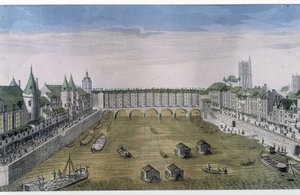 Optyczny widok Paryża: Le Pont au change. sd. v. 1800, miasto Paryż. autorstwa French School