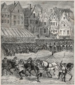Otto von Guericke Eksperyment na półkulach magdeburskich, który wykazał ciśnienie atmosferyczne - Doświadczenie Otto von Guericke (Otto de Guericke autorstwa French School
