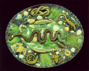 Naczynie Owalne Z Rybą I Gady, reprodukcja naczynia Bernard Palissy (ceramika) autorstwa French School