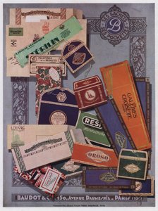 Projekty opakowań wykonane przez Baudot et Cie, Paryż (litografia kolorowa) autorstwa French School