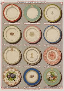 Strona z katalogu Grand Depot de Porcelaines, Faiences et Verreries (kolor lito) autorstwa French School