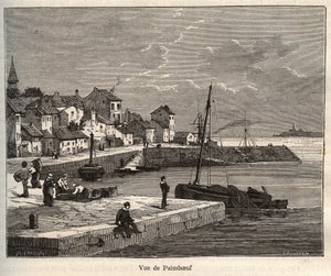 Paimboeuf - Loire-Atlantique, w regionie Pays de la Loire - rycina w „La France illustrée: geografia, historia, administracja statystyczna” autorstwa V.-A. Słodowy Brąz. 1884 autorstwa French School