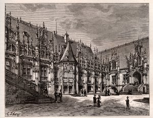 Palais de Justice de Rouen były parlament Normandii - rycina w „Francja illustree: geografia, historia, administracja statystyczna” autorstwa V.A. Słodowo-Brązowy. 1884 autorstwa French School