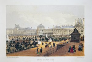 Pałac Tuileries, Paryż. Litografia akwarelowa, ilustracja w „Album, pamiątki z Paryża”, redaktor Daziaro, Paryż autorstwa French School