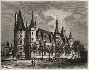 Palais ducal de Nevers - Zamek z XV - XVI w. - grawer w „La France illustree: geografia, historia, administracja statystyczna” autorstwa V.-A. Słodowo-Brązowy. 1884 autorstwa French School
