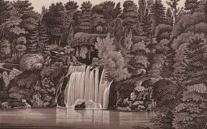 Paryż: Wodospad Bois de Boulogne (litos) autorstwa French School