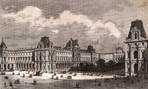 Paris Le Louvre - rycina w „La France illustree: geografia, historia, statystyka administracyjna” autorstwa V.A. Słodowo-Brązowy. 1884 autorstwa French School