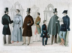 Paryska tabliczka modowa do Biuletynu Mody, Nowy Jork, luty 1858 (kolor grawerowany) autorstwa French School