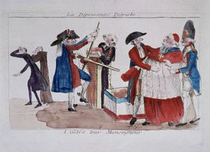 Skany patriotyczne: komisarze przekazujący duchownych w prasie, aby schudnąć, koniec XVIII wieku autorstwa French School