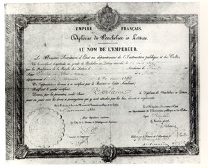Paul Verlaines Baccalaureat, 1862 (pióro i atrament na papierze) autorstwa French School