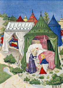 Pawilony i namioty z XV wieku, fragment z Historii Judith autorstwa French School