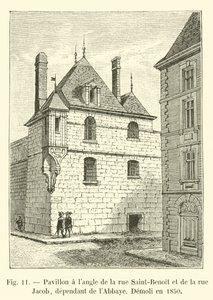 Pawilon na rogu rue Saint-Benoit i rue Jacob, zależny od opactwa, zburzony w 1850 r. autorstwa French School