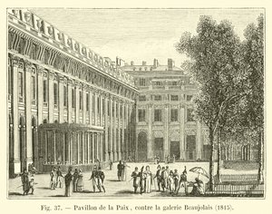 Pavillon de la Paix, naprzeciw galerii Beaujolais, 1815 autorstwa French School