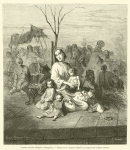 Chińscy chłopi schronieni w Szanghaju (rycina) autorstwa French School