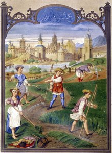 Chłopi koszący trawę, reprodukcja oświetlenia autorstwa French School