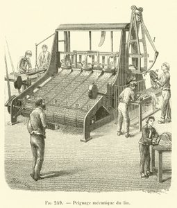 Mechaniczne czesanie lnu (grawerowanie) autorstwa French School