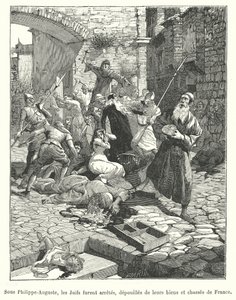 Prześladowania francuskich Żydów za panowania króla Filipa Augusta, koniec XII w. (rycina) autorstwa French School