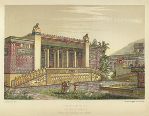 Persepolis, Pałac Dariusza, Widok perspektywiczny Fasady autorstwa French School