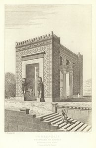 Persepolis, Propyleje Kserksesa, widok perspektywiczny, odrestaurowany przez Ch Chipieza autorstwa French School