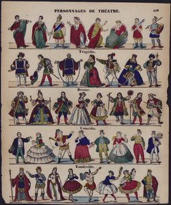 Personnages de theatre (kolorowy grawerunek) autorstwa French School