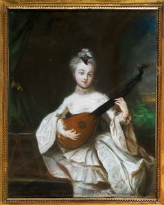 Pesne, Antoine Dama z gitarą (pergamin) autorstwa French School
