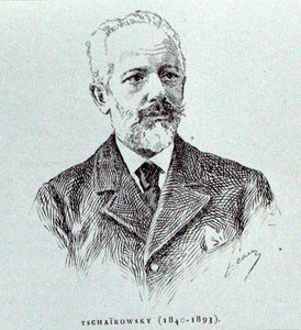 Petr Ilitch Czajkowski (1840-93), ilustracja z „Historii muzyki w Rosji” Alberta Soubiesa, wydanej w Paryżu autorstwa French School