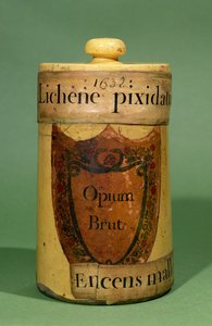 Słoik farmaceutyczny do przechowywania surowego opium, 1632 (ceramiczny) autorstwa French School