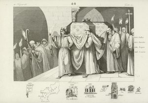 Filip III z Francji pomagający nieść trumnę swojego ojca, Ludwika IX autorstwa French School