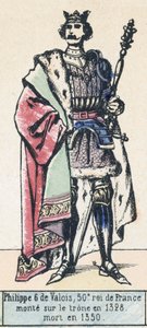 Filip 6 de Valois, 50 król Francji, wstąpił na tron ​​1328, zmarł w 1350 (kolorowa rycina) autorstwa French School