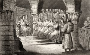 Filip V (1293-1322) Wysoki i Stany Generalne odrzucają pretensje Joanny II, z „Histoire de France” Colarta, wydanej ok. 1840 r. autorstwa French School