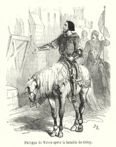 Philippe de Valois po bitwie pod Crecy (grafika) autorstwa French School