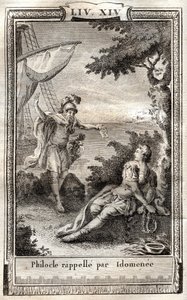 Philocle wspomina Idomenee - rycina z 1798 r. według Monneta w „Les Aventures de Telemaque, fils d