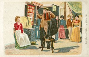 Fotograf pracujący w plenerze (chromolitho) autorstwa French School