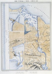 Malownicza podróż przez Przesmyk Sueski (Plan Sueski) w „Inauguracji Kanału Sueskiego przez G. Nicole. 1869 autorstwa French School