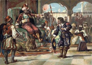 Pierre Porcon de La Barbinais, kapitan fregaty, został wzięty do niewoli z powodu Algieru. Wysłał go, by targował się z królem Ludwikiem XIV o traktowanie jeńców francuskich w Algierii i porozumienia pokojowe. Król odrzucił propozycje, a bretoński com autorstwa French School