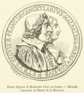 Pierre Seguier i Madeleine Fabri jego żona, Medal zachowany w Muzeum Walut (rycina) autorstwa French School