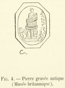Starożytny kamień nagrobny, British Museum (rycina) autorstwa French School